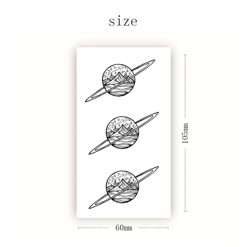 

Fashion Black White Planet Tattoo Sticker Women Body Art Galaxy Mountain River Plant Waterproof Water Transfer Temporary Tattoo