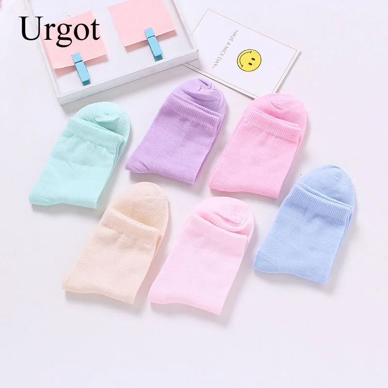 6 шт. = 3 пары хлопковые однотонные вязаные длинные носки для женщин | Женская