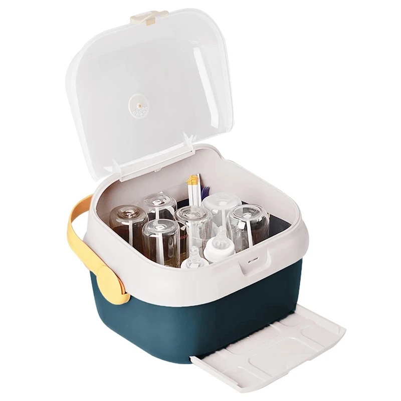 Baby Bottle Drying Rack Container with Drainer Portable Nursing Cutlery Box Cover Holder | Дом и сад