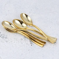 24pcs mini spoons plastic cake spoons disposable dessert spoons ice cream spoons for home shop party golden