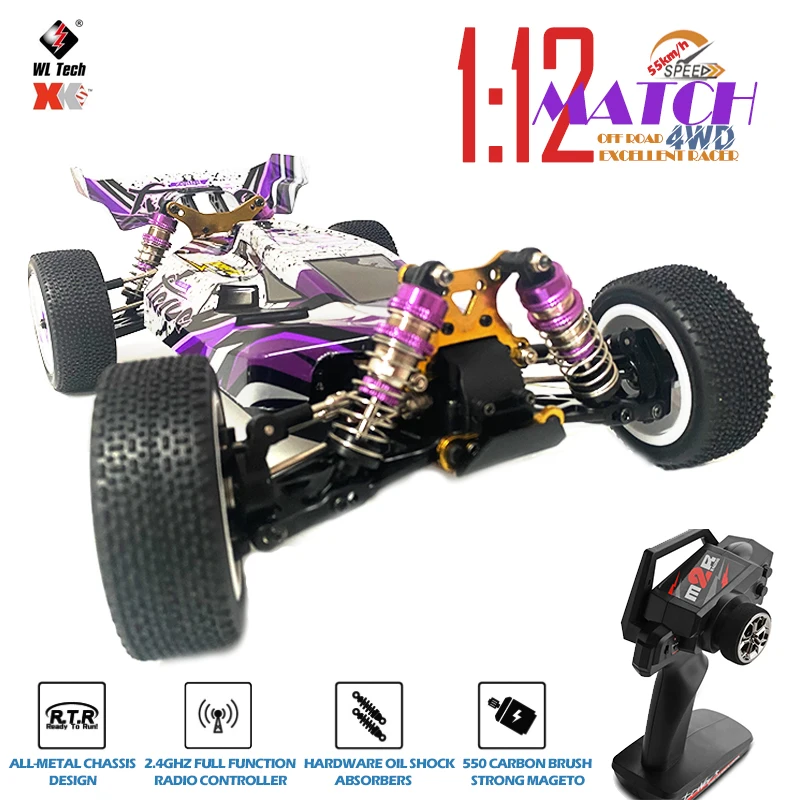 

WLtoys RC Car 1:12 124019 4WD 55km/h High-Speed Brushed Metal Chassis Car Off-Road 2.4G Drift Climbing 1/12 Racing RC Cars Toys