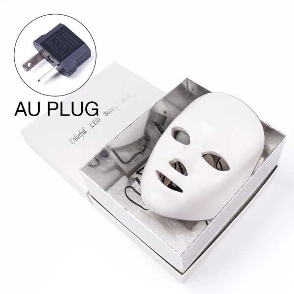 AU Plug Box 7 цветов светильник светодиодный маска для лица Омоложение кожи уход за лицом Лечение Красота анти акне терапия отбеливание светодиодный Фотон Маска для лица - Цвет: AU Plug Box