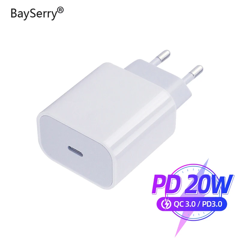 Быстрое зарядное устройство BaySerry PD 4 0 3 USB C для iPhone 12 Pro Max 20 Вт быстрое с