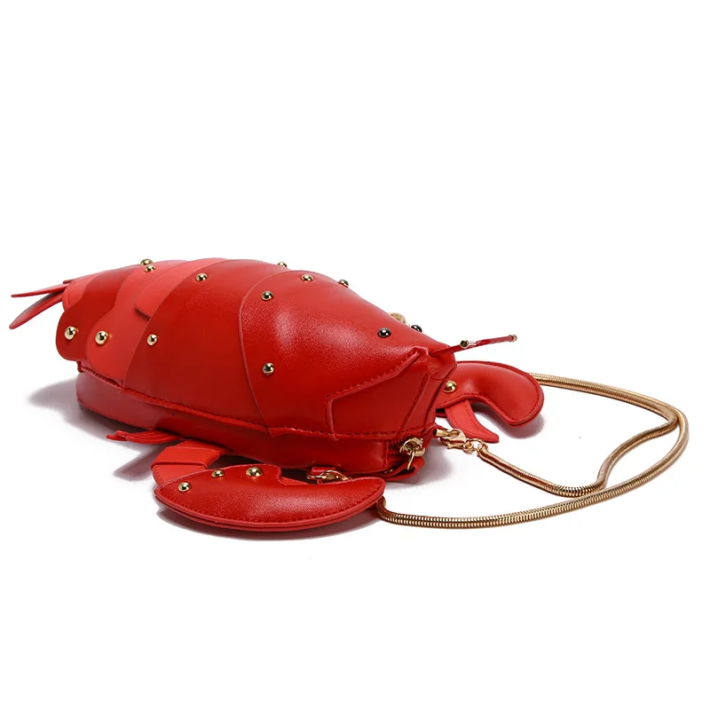 

XZP 2020 new Lobster Shoulder Bag small Women Handbag 3d Cartoon Animal Shape Crossbody Bags Fashion Chains Messenger Bag