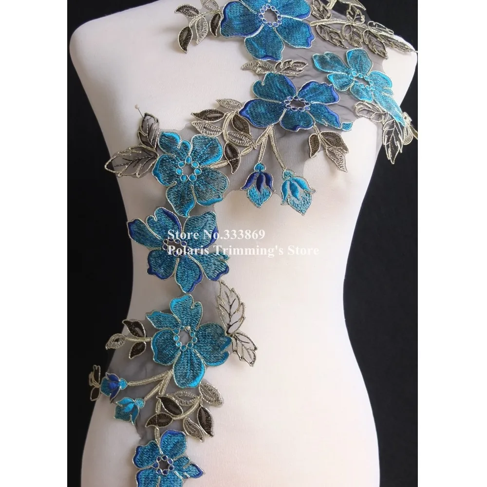 5 шт./лот 4 вида цветов (синий черный серебряный кремовый +) Цветочная вышивка