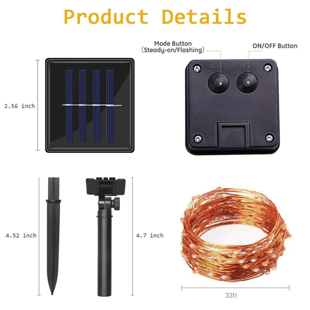 

LED Outdoor Solar String Lights Fairy Holiday Christmas Party Garland Solar Garden Waterproof Lights Room Decor