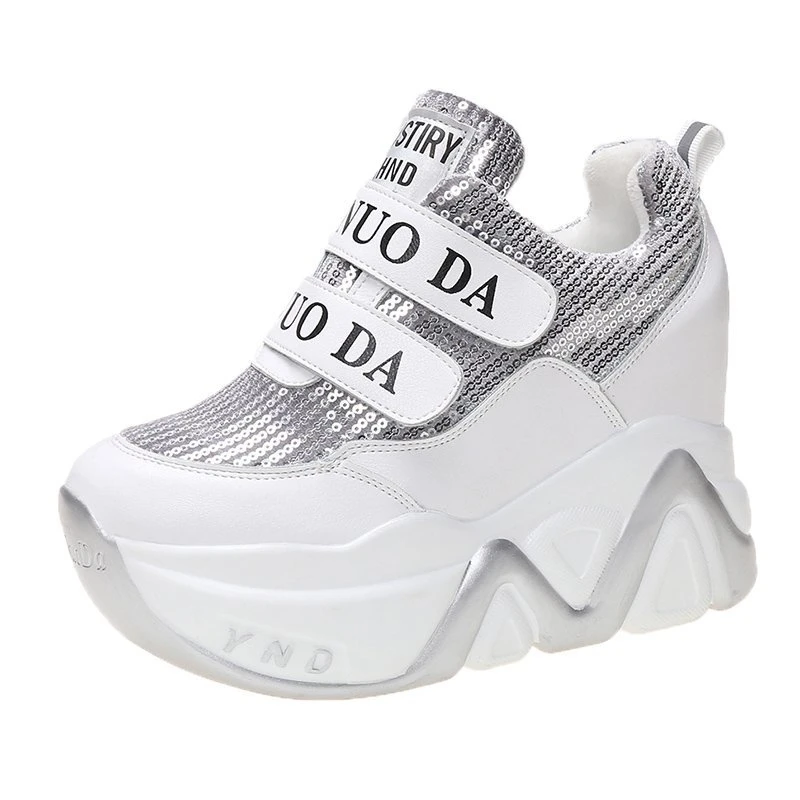 

2020 Autumn Wedge Shoes For Women Chunky Sneakers Platform Fashion Tenis Female Sports Casual Shoes 11cm Height Increasing Woman