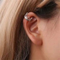 onevan vintage clip earrings jewelry for women silver color geometric crown waterdrop heart shapes ear cuff chain earrings gift