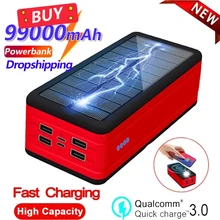 99000mah Power Bank Solar Wireless Fast Charging LED Light Portable Phone Charger External Battery For Xiaomi iPhone Samsung