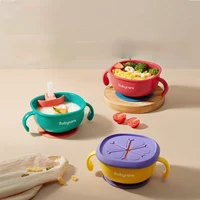 multifunction baby feedingsnacksoup bowl with straw infant learning dishes suction bowl handle tableware petal snack bowl