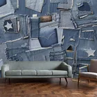 Пользовательские фотообои современная мода европейские ретро джинсы джинсовая ткань креативные фрески 3D самоклеящиеся наклейки для кафе KTV бара