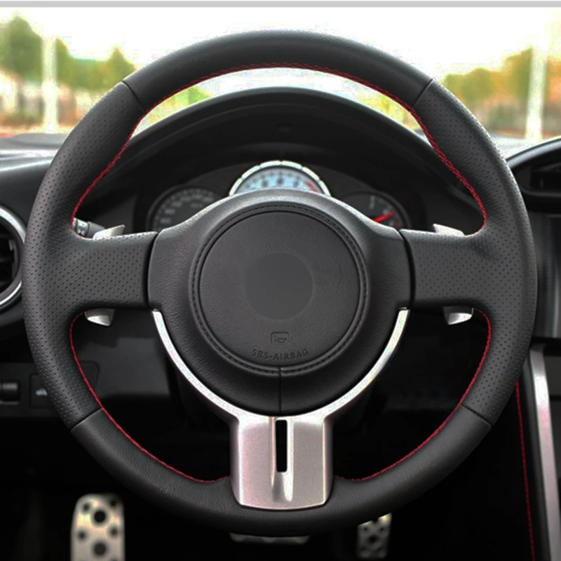 car steering wheel cover hand stitched black genuine leather suede for toyota 86gt86 subaru brz scion fr s frs free global shipping
