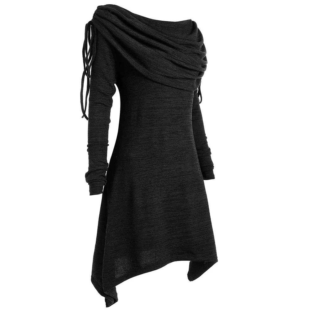 Платье женское однотонное повседневное с длинным рукавом плиссированным ворсом