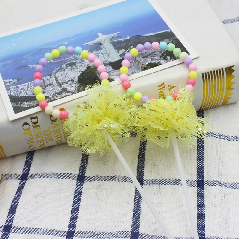 

Colorful Bead Ring Insert Birthday Cake Insert Decorations