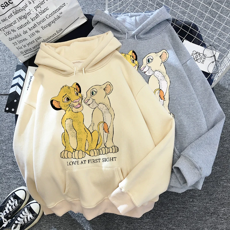 Disney женские негабаритных балахон Harajuku мультфильмы Король Лев зимняя Толстовка