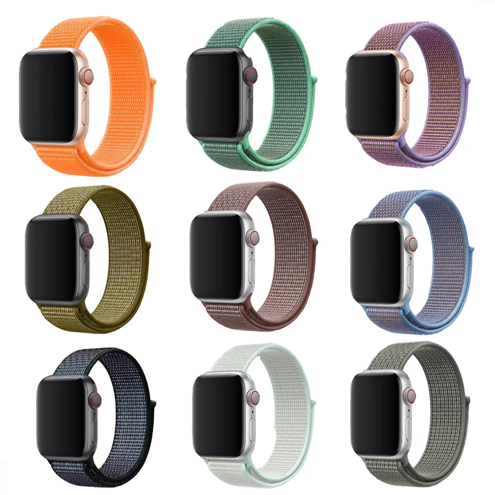 Большая распродажа цветной тканый нейлоновый спортивный ремешок для Apple Watch