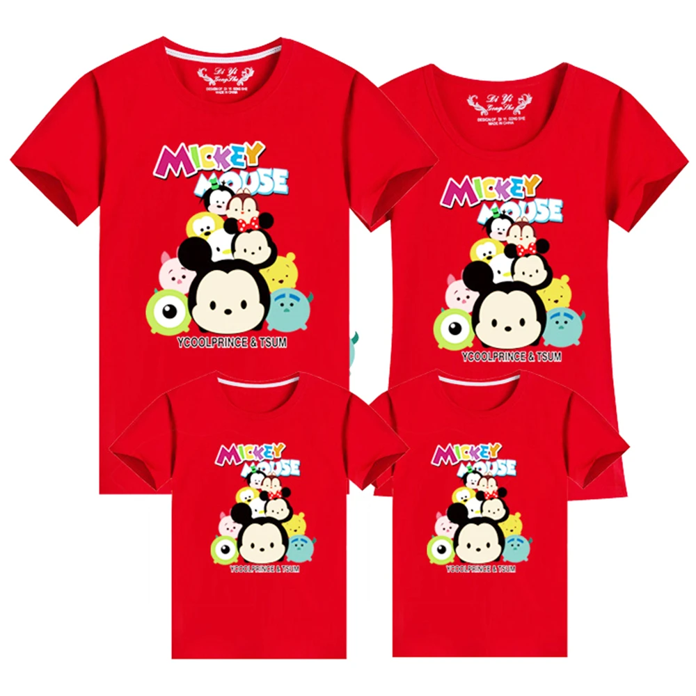 

2021 New Tee Shirts Mickey Friends Printed Baby T-shirts Cotton Streetwear Parent-child Short Sleeve Kawaii Summer Casual Tops