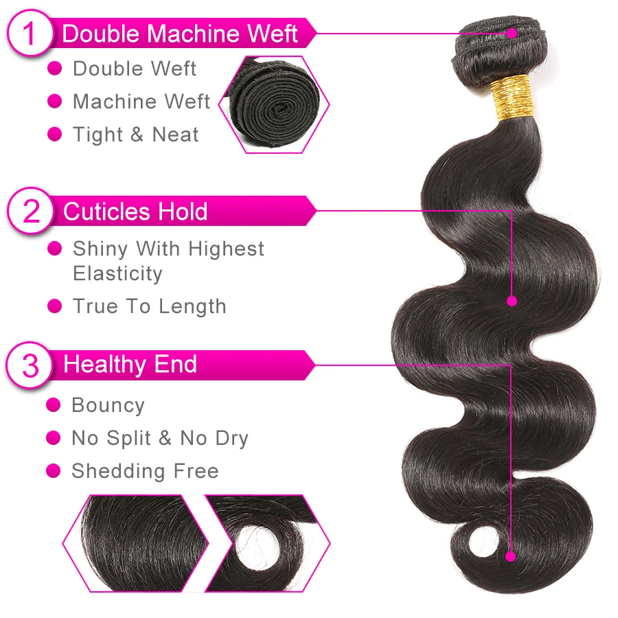 Beyo человеческие волосы 3 пучка перуанская волна тела с фронтальным закрытием 13*4