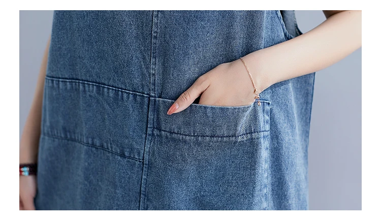 

Plus Size Women's Dress 2020 Summer New V-neck Sleeveless Denim Vestidos Women Loose Casual Dresses L560