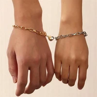 2pcs creative versatile alloy chain couple bracelet bts love magnet attraction lovers bracelet for women men charm jewelry
