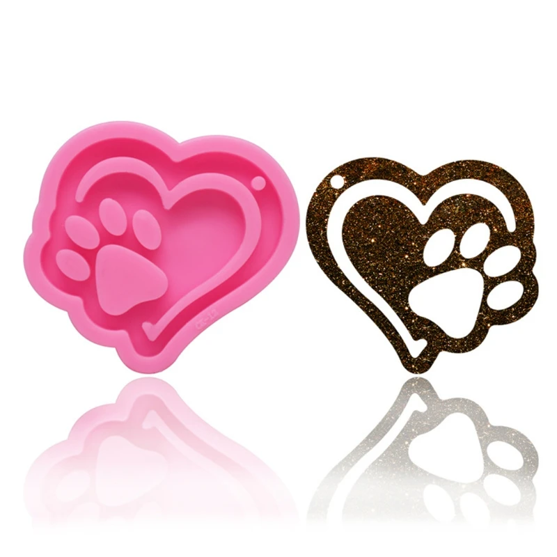

Crystal Epoxy Resin Mold Love Heart Bear Paw Keychain Casting Silicone Mould DIY Crafts Jewelry Pendant Making Tools