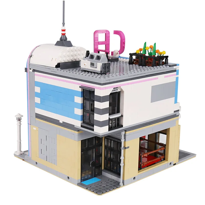 

2078Pcs Street View Creator Series Downtown Diner California Bricks Moc-32566 Construction Kits For Creative Building Blocks
