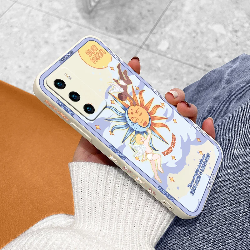 

Warm Sun Liquid Silicone Case For Huawei P40 P50 P30 P20 Pro Lite Mate 40 30 20 Pro Lite Nova 5t Y7A Soft Phone Cover Case Funda