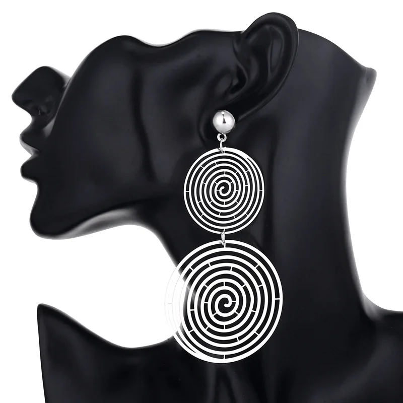 Геометрические круглая филигрань металлические висячие серьги из листового