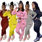 Розового цвета с принтом букв из Для женщин спортивный костюм с длинными рукавами, комплект из 2 предметов, топы и длинные брюки спортивный костюм в комплекте с набором подходящих сумочек