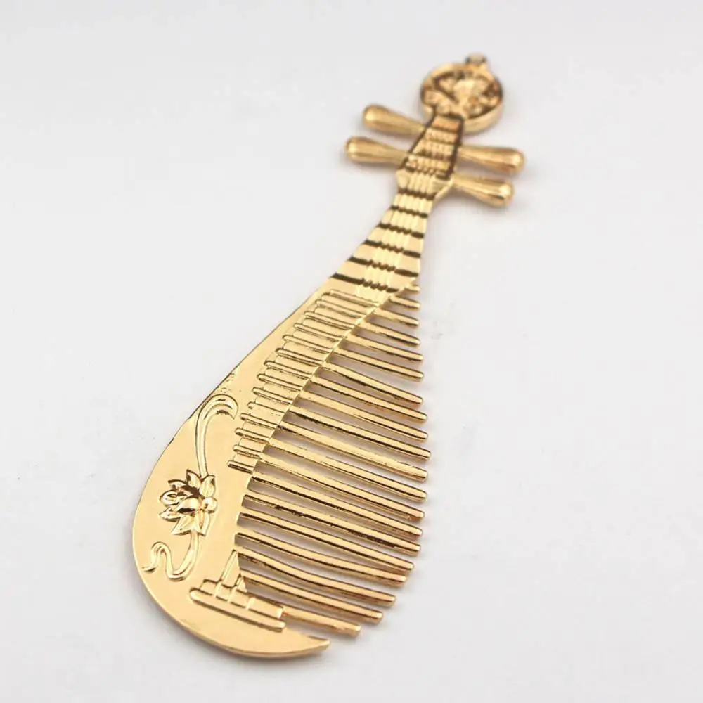 

2pcs Brass Casted Bridal Women Hair Combs Pipa Charms Pendants High Quality Brass Metal Wedding Hair Jewelry Accessories