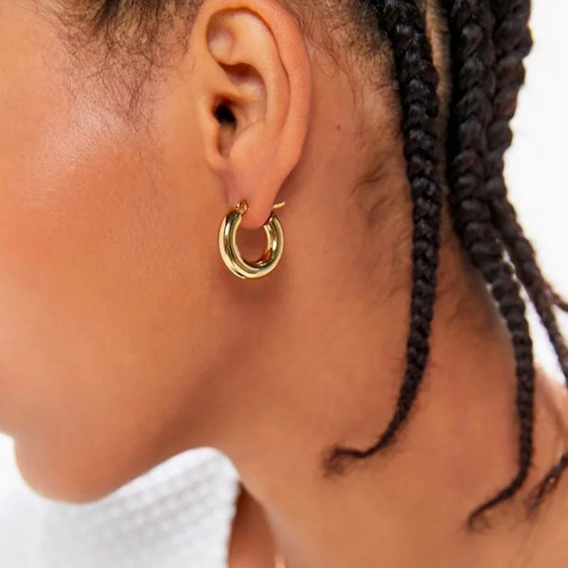 Женские маленькие круглые серьги кольца золотого и серебряного цвета простые