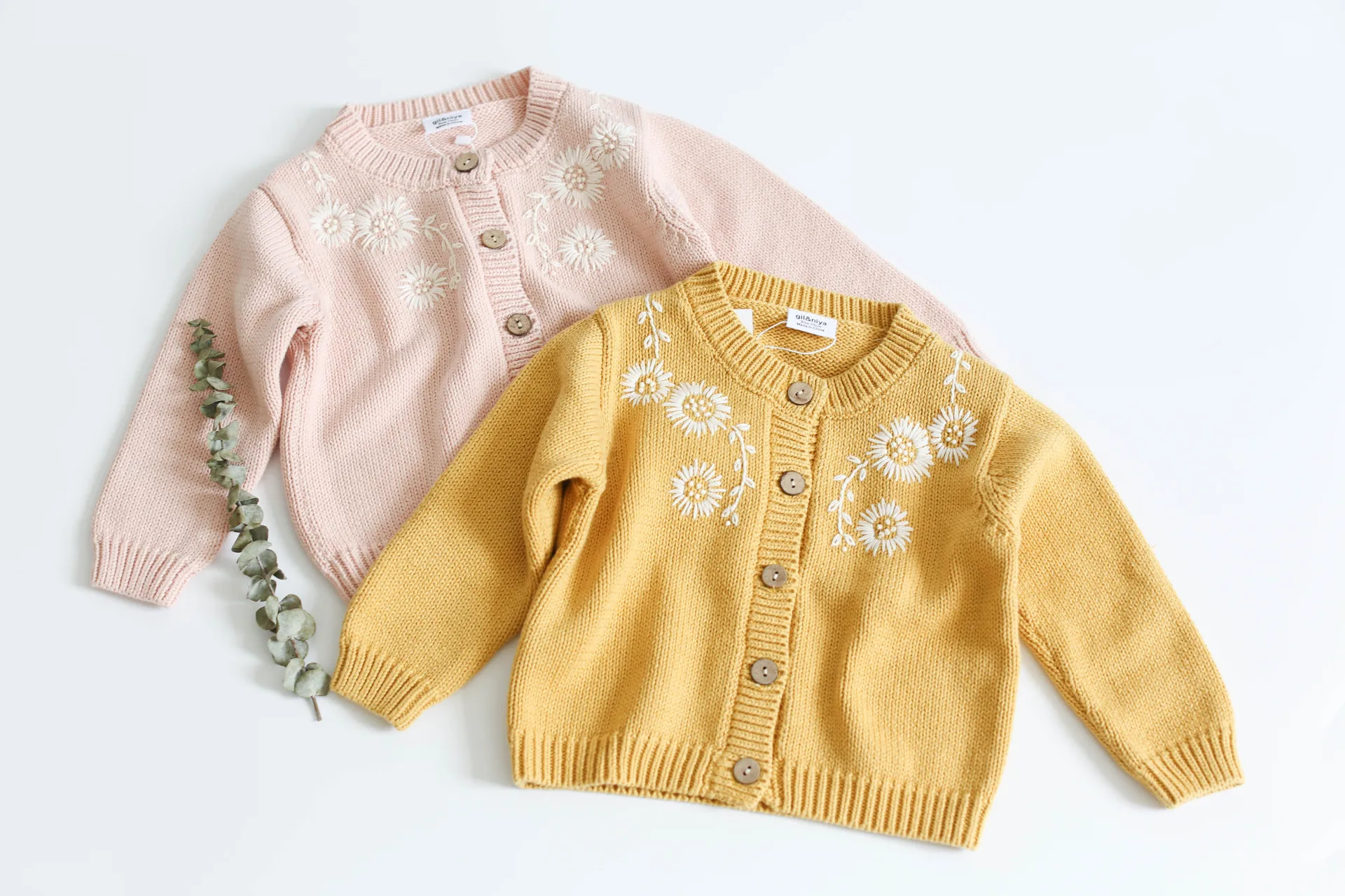 Autumn Baby Cardigan Sweater Kids White Flower For Girls School Clothes Pink Navy Boy 100% Cotton | Детская одежда и обувь