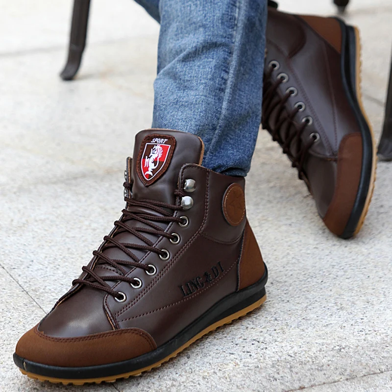 Мужские кожаные ботинки на шнуровке повседневные до щиколотки размер 46 для осени