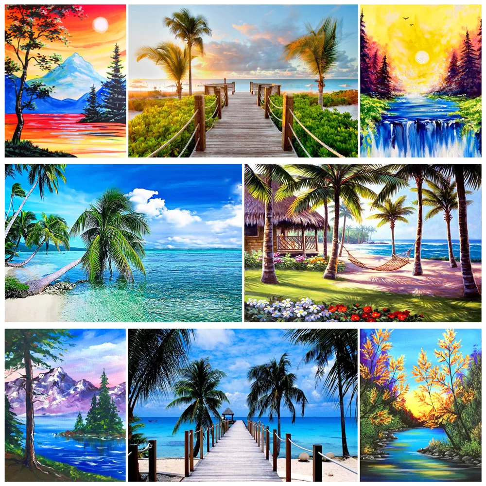 Алмазная 5D картина сделай сам с полными стразами Набор для вышивки пейзаж остров