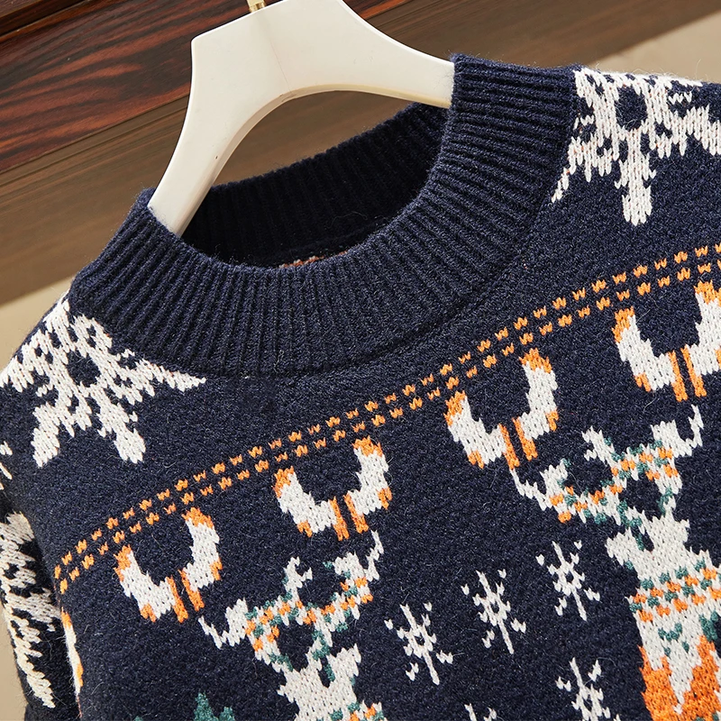 

Autumn Winter Women Sweater For Chrismas Ladies Jumper Vintage Loose Chic Plus Size Knitted Tops Long Sleeve Pullover 2020
