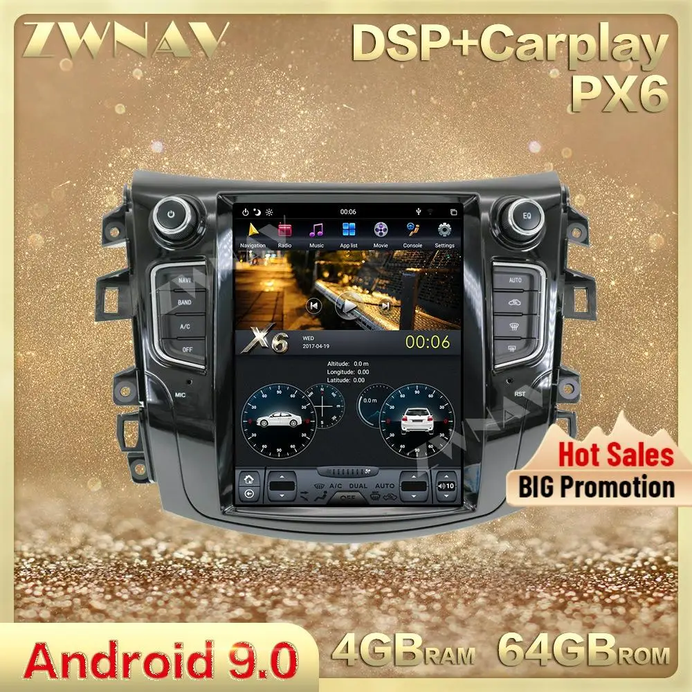 Вертикальный Tesla экран Android 9 0 Автомобильный мультимедийный плеер для NISSAN NP300 Navara
