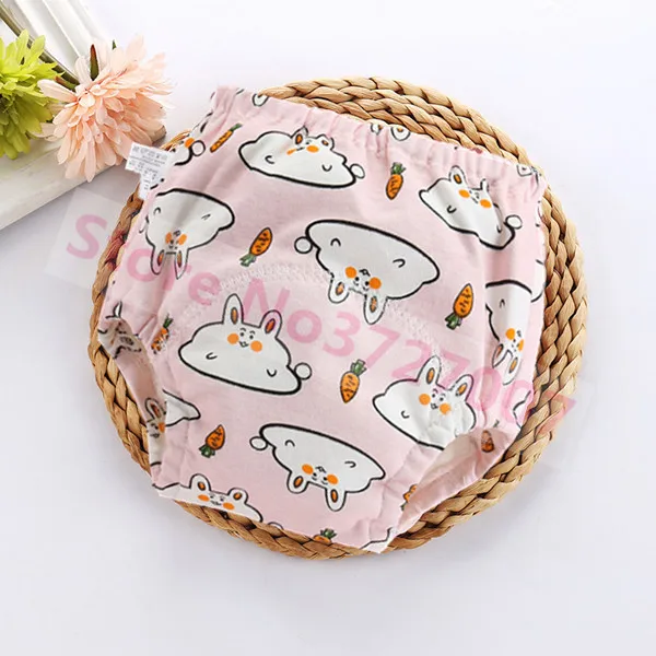 Pink Rabbit Милые хлопковые тренировочные трусики для малышей, непромокаемые тканевые подгузники многоразовые подгузники, подгузники для малышей, нижнее белье для малышей, моющиеся зимние - Цвет: Pink Rabbit