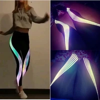 leggings fitness yoga new sportswear reflective strip laser printing night running sports tights high waist elastic womens pant