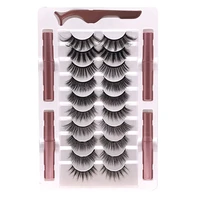 wholesale mix 10 pairs magnetic eyelashes eyeliner kit eye makeup magnet set reusable waterproof black false mink lashes