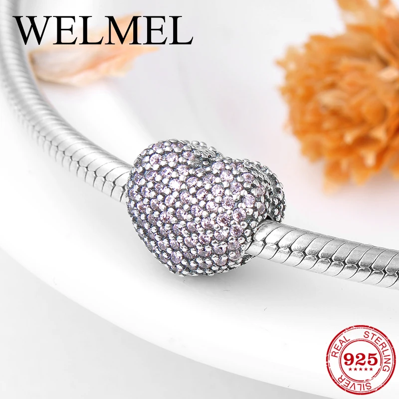 Модные изысканные розовые Клипсы из циркония в форме сердца стерлингового