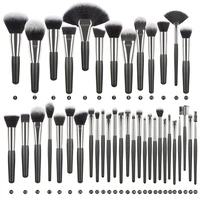 5 40pcs luxury black professional makeup brush set big powder makeup brushes foundation natural blending pinceaux de maquillage