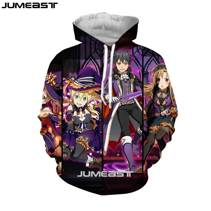 Jumeast Мужская Женская 3D Толстовка меч искусство онлайн большие пальто уличная