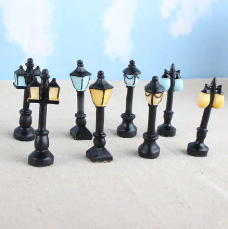 Миниатюрный уличный светильник из смолы 8 стилей имитация под старину сказочный