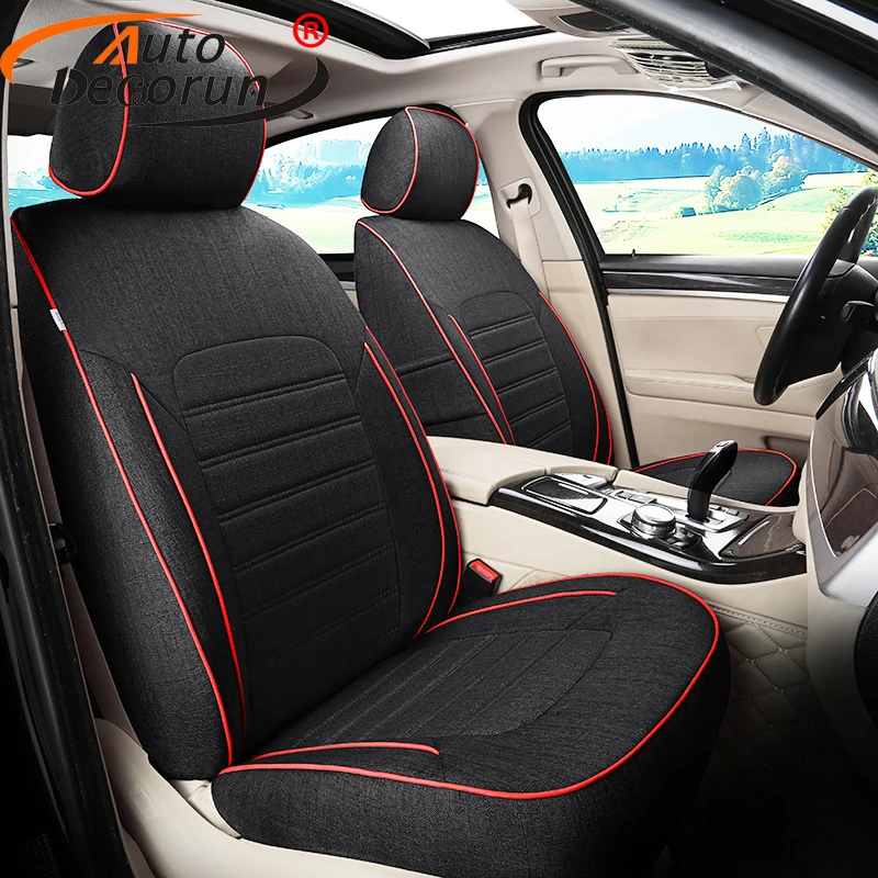 Чехлы AutoDecorun из льняной ткани для Mitsubishi Outlander 2017 аксессуары чехлы | Чехлы на автомобильные сиденья -32797609628