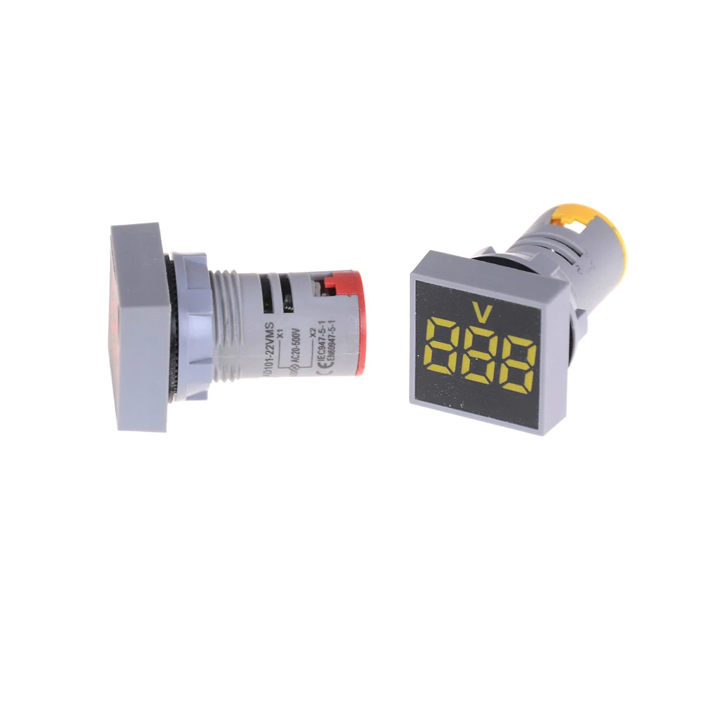 Вольтметр с квадратной панелью 22 мм переменный ток 12-500 светодиодный цифровой