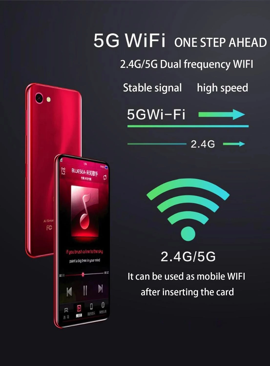 Портативный Умный MP3-плеер с поддержкой Android Wi-Fi Bluetooth MP5 | Электроника