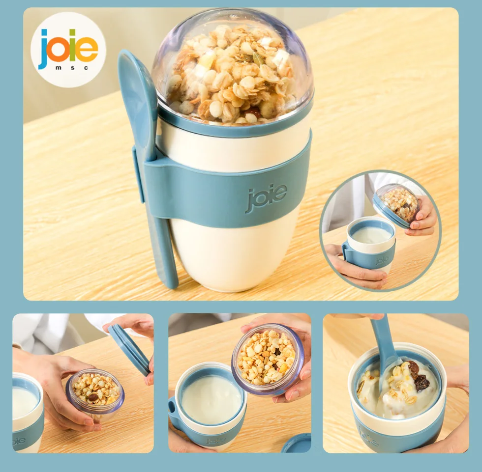 

Joie Portable Breakfast Cup Multifunction Oatmeal Cup Cereal PP Material Nut Yogurt Mug Snack Cup With Lid Spoon Food Container