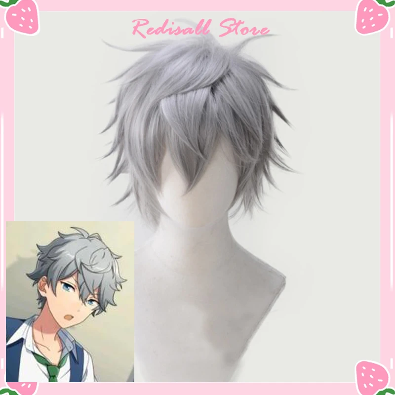 

Ensemble Stars Sena Izumi Short Wig Silver Hair Cosplay Red Synthetic Hair for Adult Men Women Halloween Concert