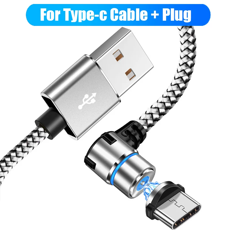 Robotsky Micro usb type C кабель 90 градусов быстрая зарядка магнит зарядное устройство кабели для Samsung huawei для мобильного телефона Магнитный зарядка - Цвет: silver for type c