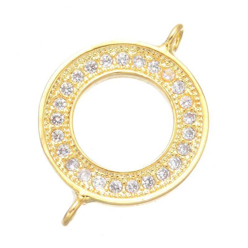 Простая Модная медная вставка из циркония двойной подвесной круглый соединитель